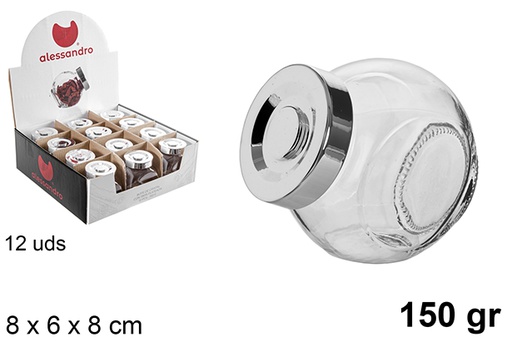 [101849] Glass jar with silver lid 150 grams