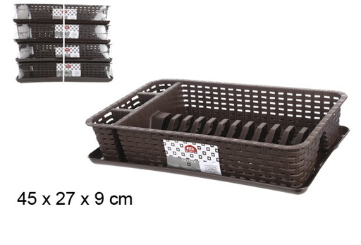[101953] Piccolo scolapiatti in rattan wengé 45x27 cm 