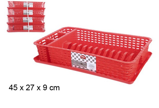 [101956] Small red rattan dish rack 45x27 cm 