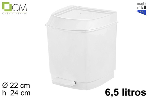 [102272] Papelera plástico baño con pedal blanca 6,5 l.