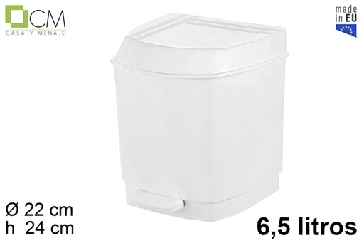 [102272] Poubelle en plastique à pédale blanche 6,5 l.