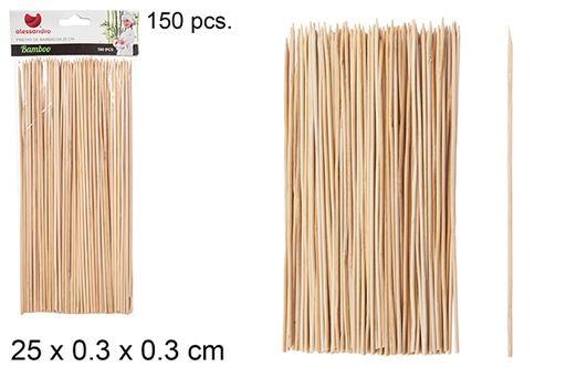 [102359] Pack 150 espetos de churrasco de bambu 25 cm