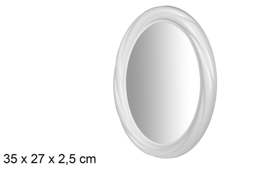 [102398] Miroir ovale blanc 35 cm