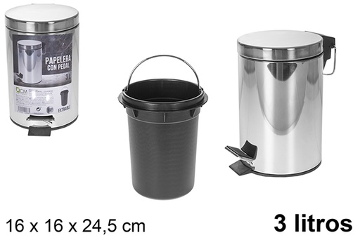 [102438] Caixa com pedal em aço inoxidável 3 l.