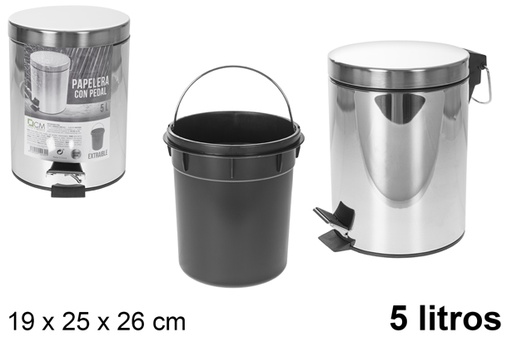 [102439] Poubelle à pédale en inox 5 l.