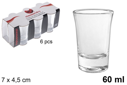 [102452] Pack 6 vasos chupito cristal Florencia 60 ml