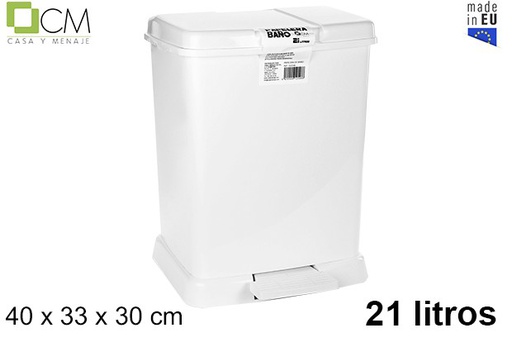 [102546] Papelera plástico con pedal blanca 21 l.