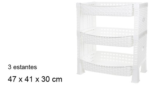 [102728] Verdulero ratan 3 estantes blanco