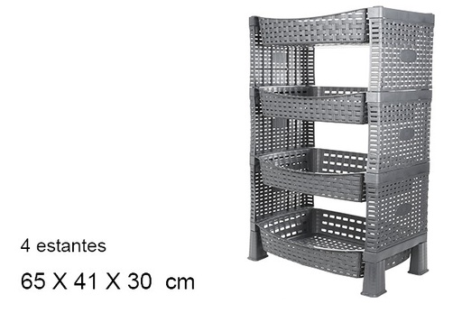 [102733] Verdulero ratan 4 estantes gris