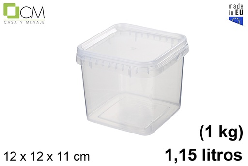 [102746] Récipient en plastique multi-usages carré 1.150 ml (1 kg)