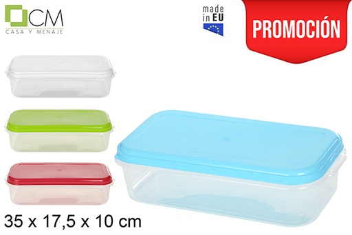 [102859] Fiambrera rectangular grande con tapa colores surtidos