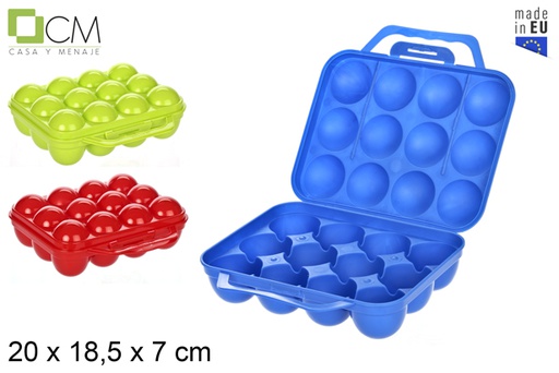 [102860] Coquetier en plastique 12 oeufs avec anses couleurs assorties