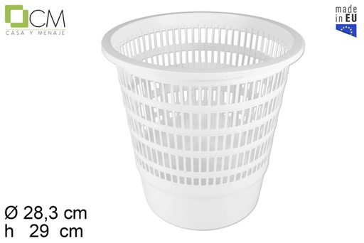 [103066] Papelera plástico redonda blanca 12 l.