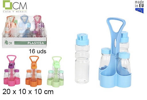 [103072] Pack 4 aceiteras con saleros colores surtidos 