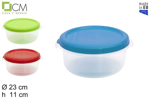 [103087] Large round lunch box with lid assorted colors