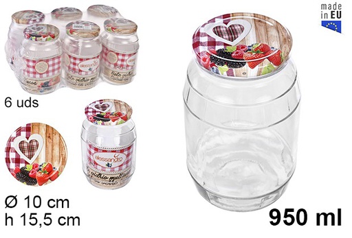 [103143] Glass jar with fruit lid 950 ml