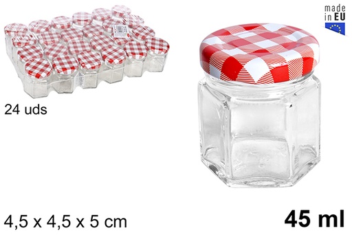 [103219] Hexagonal glass jar with vichy lid 45 ml