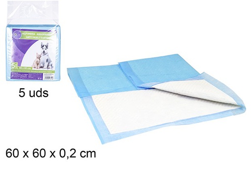 [103714] Pack 5 alfombra absorbente mascotas antideslizante 60x60 cm