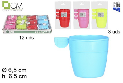 [104519] Pack 3 copos infantis de plástico reutilizáveis cores sortidas