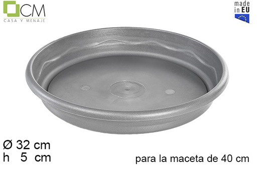 [104630] Plato maceta Elsa gris 40 cm